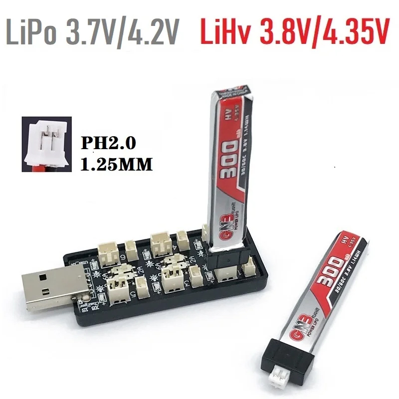 6CH USB 1S LiPo/LiHv 3.7V/4.2V - Drone Battery Adapter recension och pris